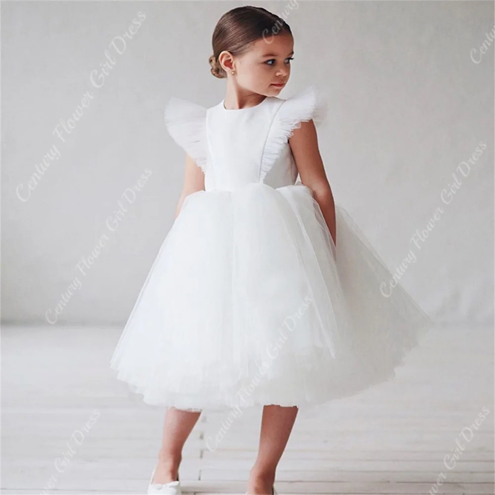 

Tulle Flower Girls Dress Elegant Princess Sleeveless Children's Clothing Birthday Party Baby Kids Lace Wedding Ceremony Dresses