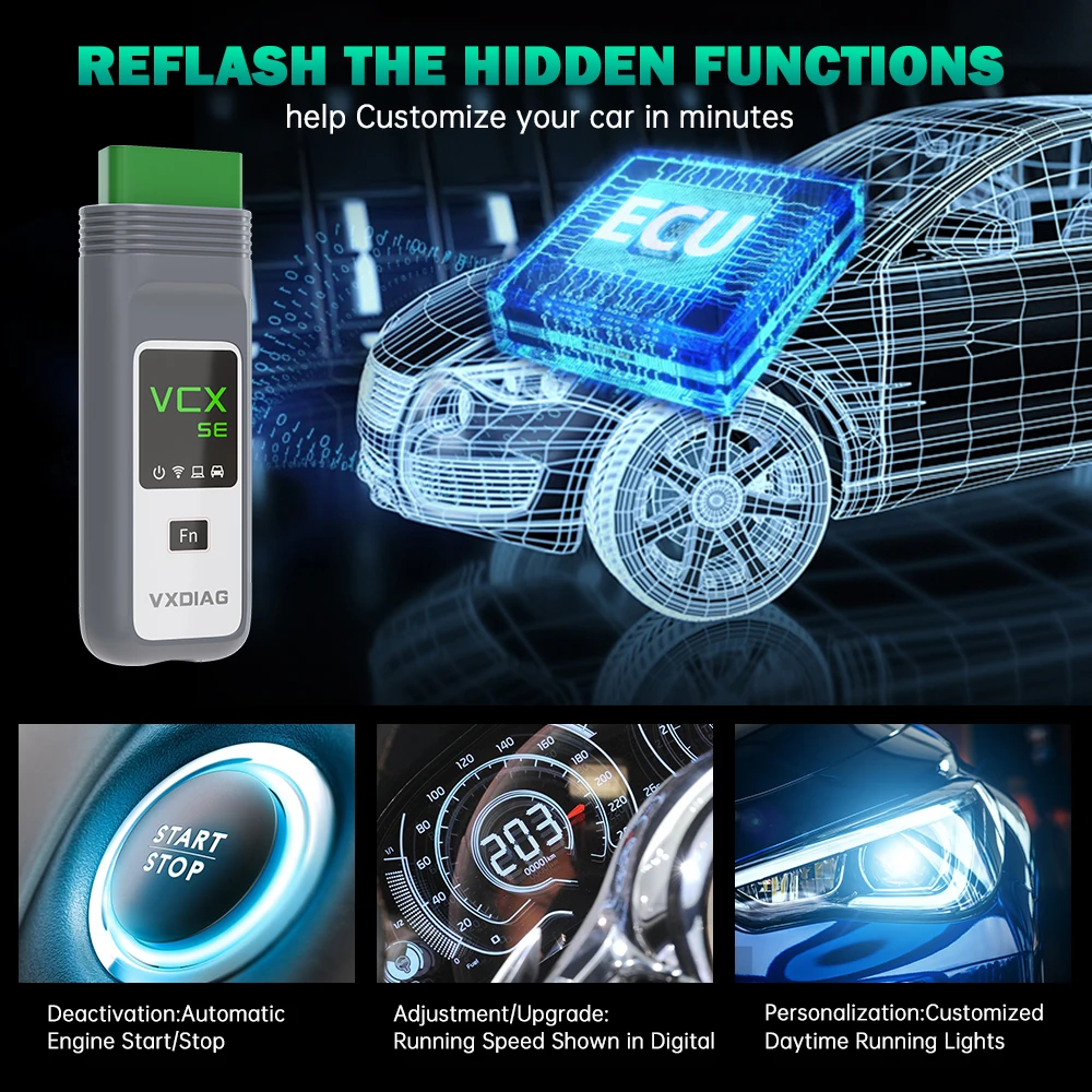 VXDIAG VCX SE Pro 3 in 1 VX308 Scanner Diagnostico OBD2 per Auto, Strumento per VW GM Toyota Honda JLR Ford Mazda, Codifica e Programmazione ECU - immagine 5