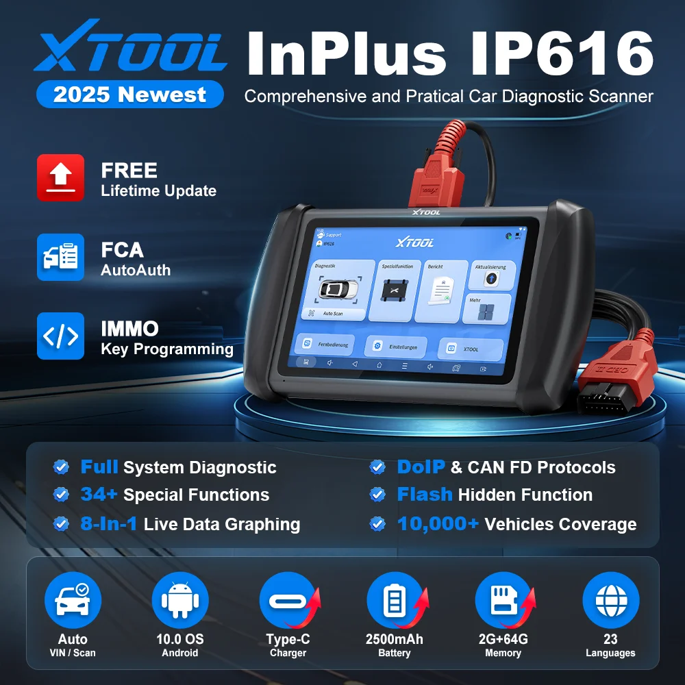 Automotive Diagnostic Scanner XTOOL InPlus IP616 Automotive Scanner All System Diagnostic Tools FCA AutoAuth 34 Reset Lifetime Free Update OBD2 Scanner