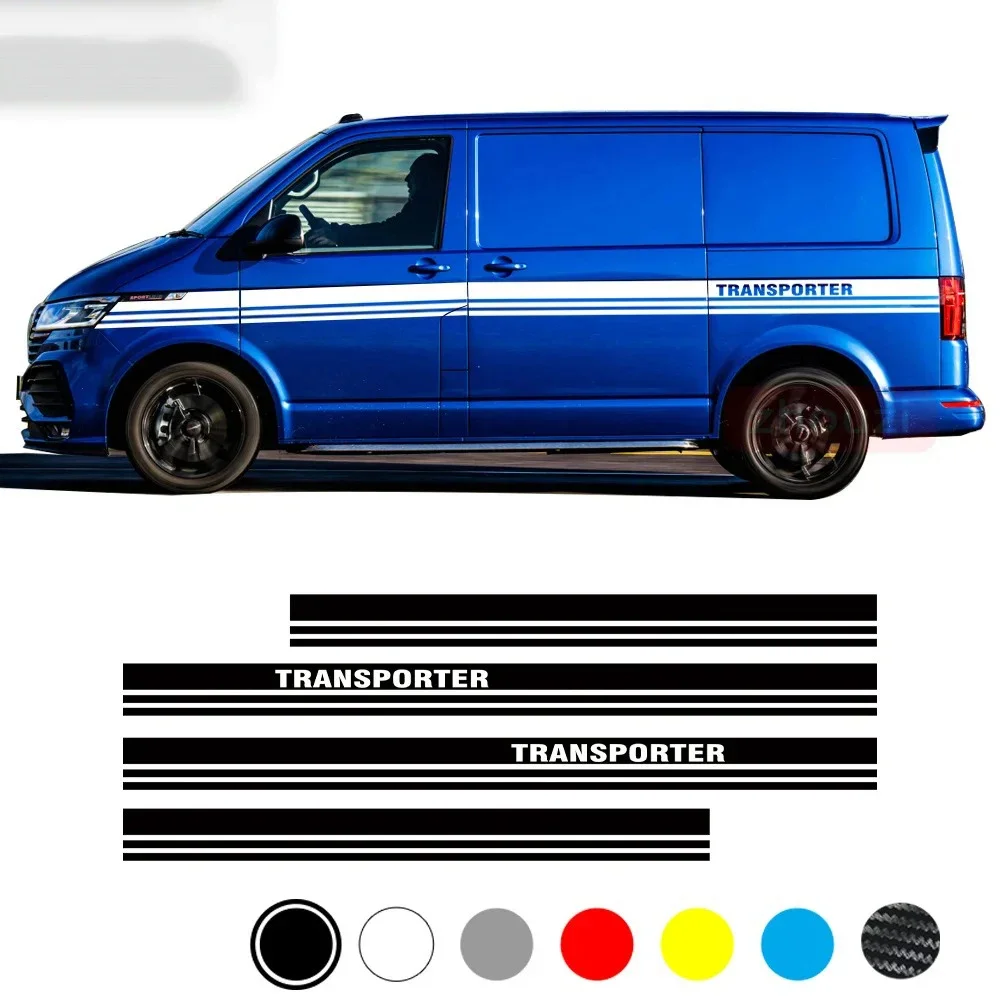 BellaFolia Bandes latérales autocollantes pour VW T6.1, T6, T5, T4, Multivan, Bulli – Autocollant latéral avec texte au choix