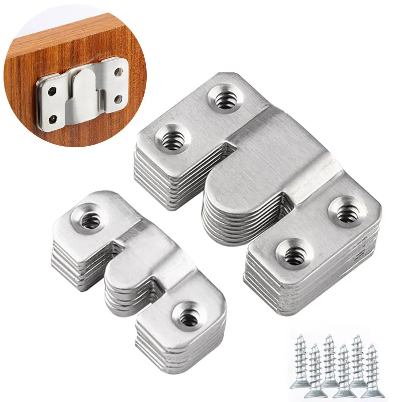 Hanging Hooks 10PCS(5Pairs) Interlock Flush Mount Bracket Furniture Connector Wall Picture Frame Hanger Display
