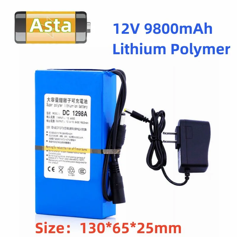 

12V 9800mAh Lithium Polymer 12.6VDC Super Rechargeable Battery for CCTV Camera Wireless Transmitter Rechargeable Battery