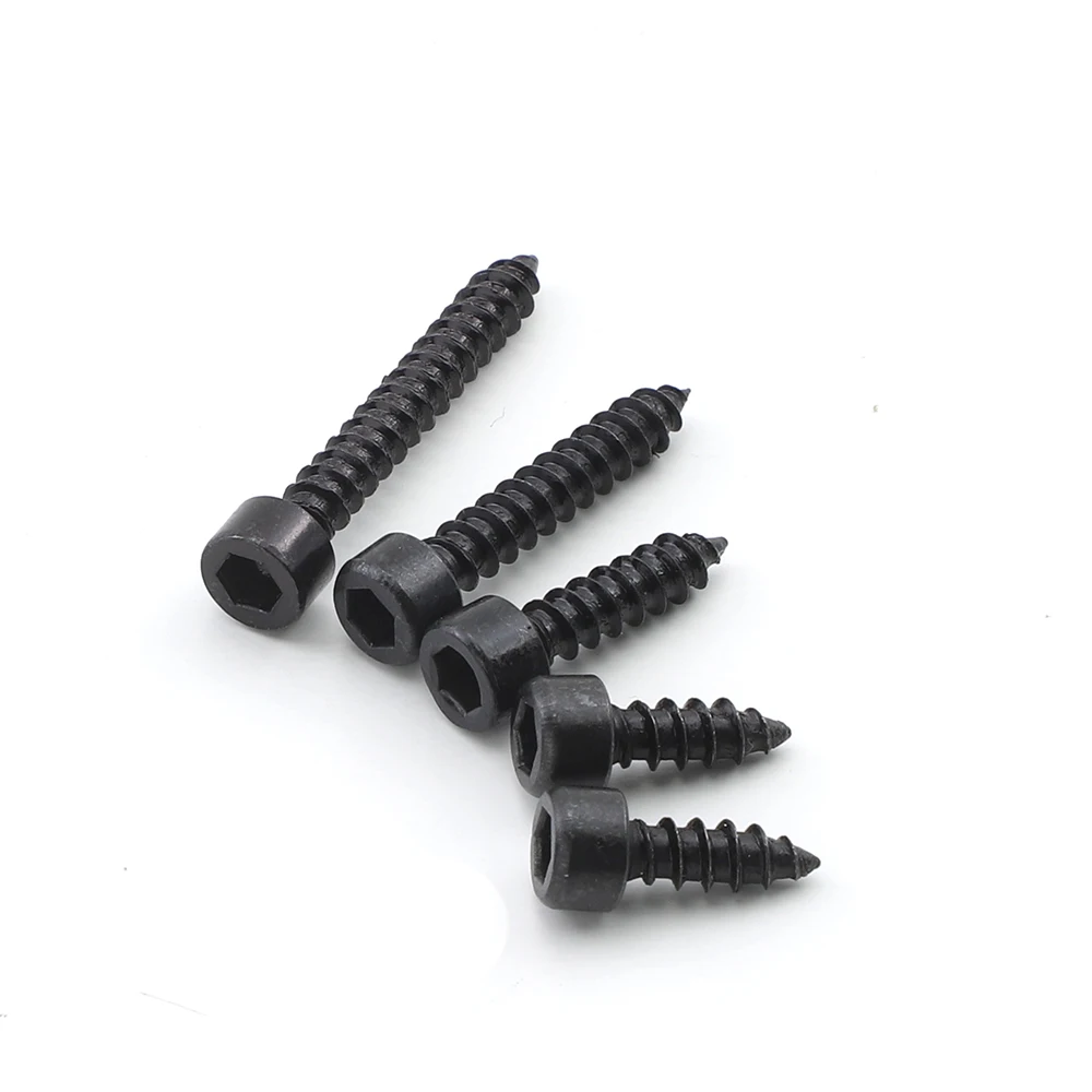 15-50pcs Black Hexagon Socket Cap Head Self Tapping Screws Carbon Steel M2-M6 Allen Head For Audio Speaker