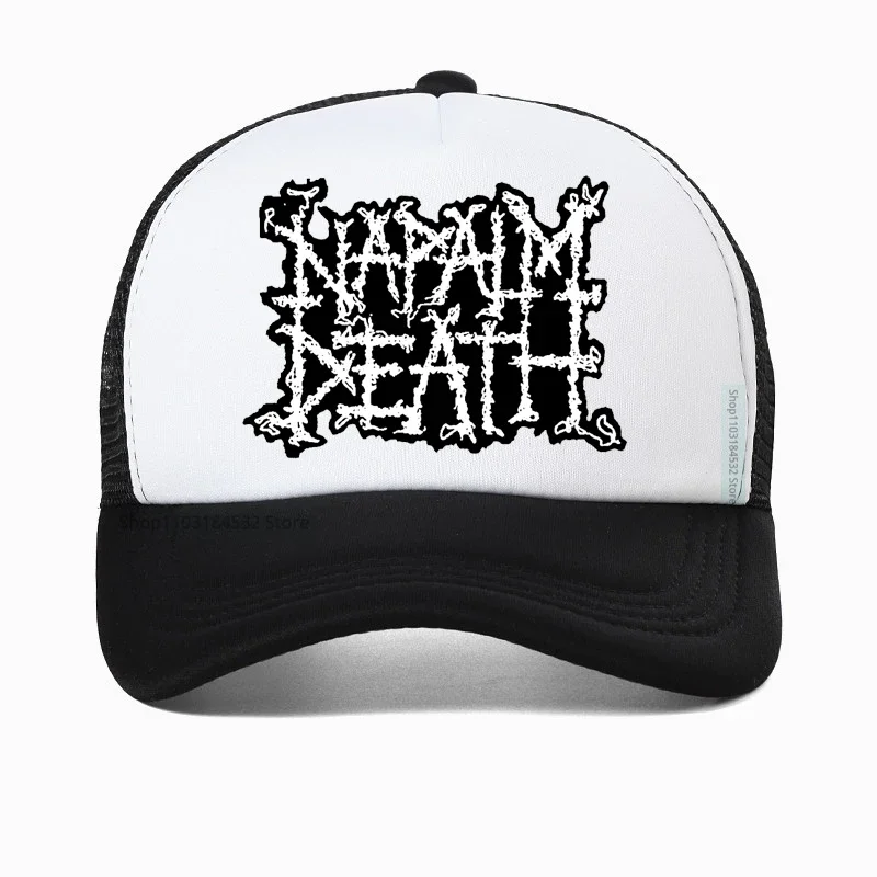 

Napalm Death Logo Men's hat English Grindcore Band Baseball Cap Death Metal Lovers Hip hop hats Summer Visor Mesh Trucker Caps