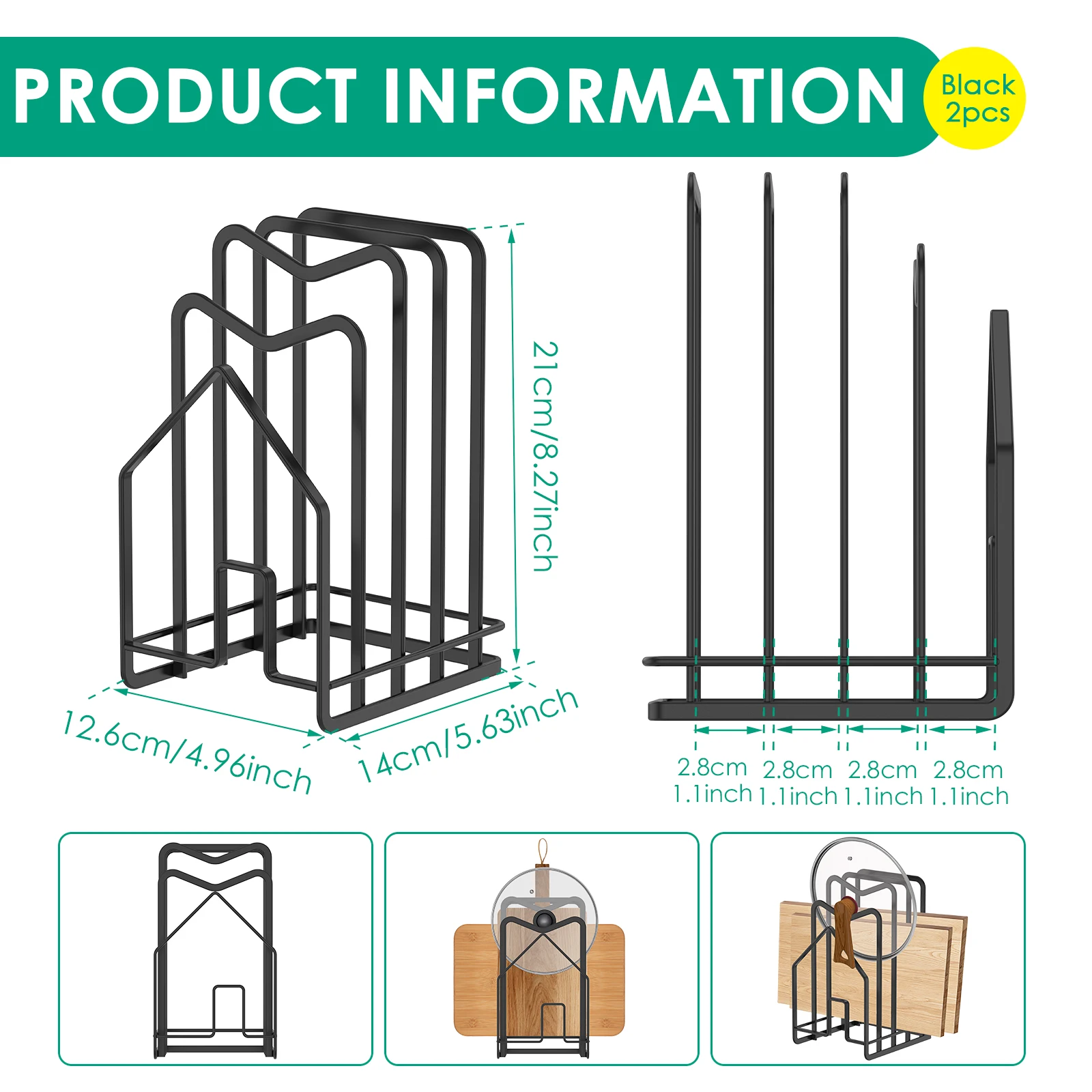 2 Pcs Cutting Board Holder Multi Layer Shelf Rustproof Cutting Board Stand Pot Lid Storage Rack Kitchen Organizer Shelf for Home