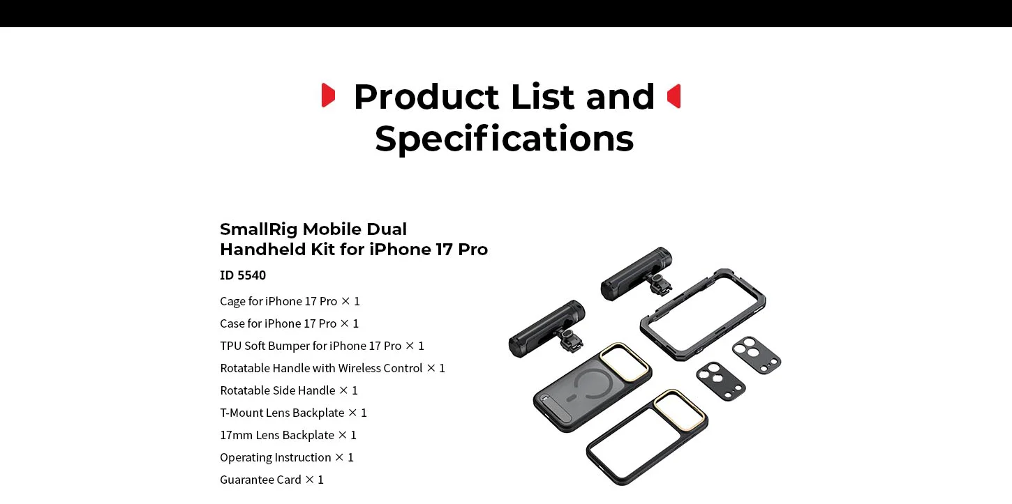 Mobile Dual Handheld Kit for iPhone 17 Pro /Pro Max w Rotatable Wireless Handle