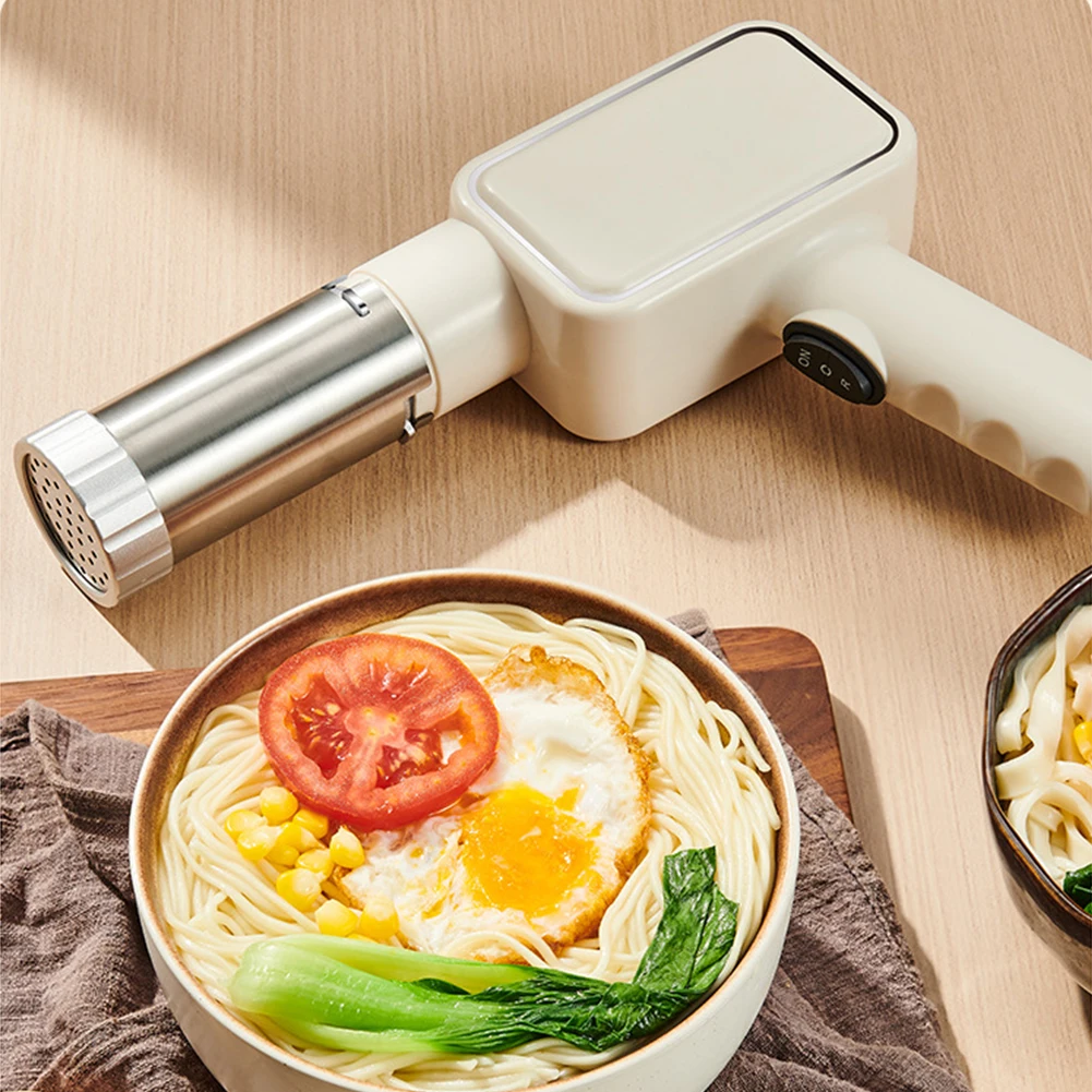 Handheld Automatic Dough Press Machine with 5 Different Shapes Portable Pasta Extruder Fast Pressing Pasta Machine Kitchen Tool