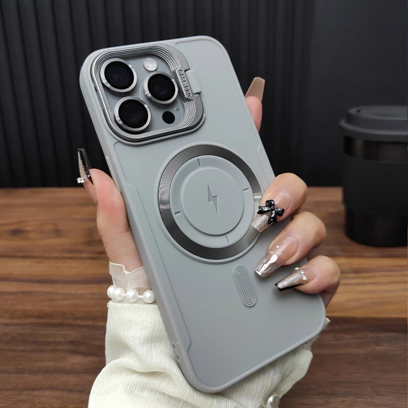 Enhanced Magnetic Wireless Charging Kickstand Phone Case with Soft Protective Bumper