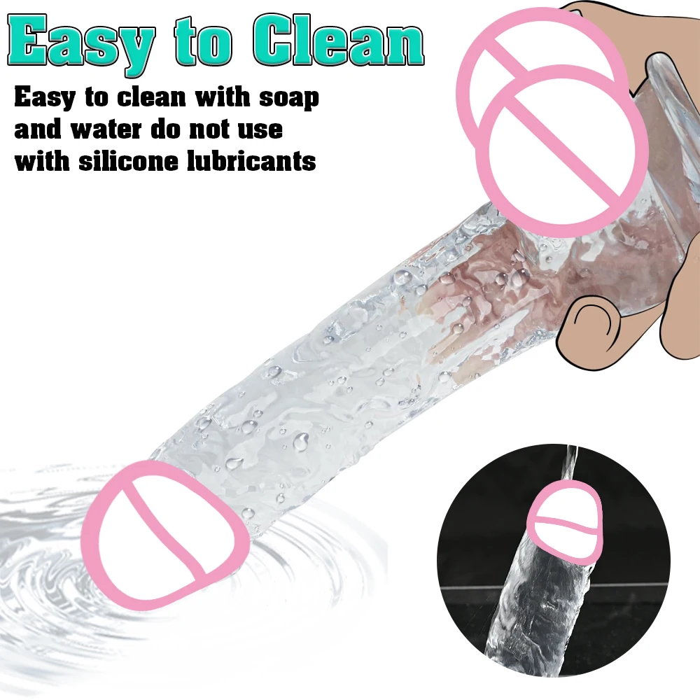 Sex Toys Transparent Dildo 4 Sizes Realistic Soft Jelly Dildo for Woman Gay Anal Butt Plug