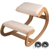 SucceBuy Ergonomic Kneeling Chair Stool W/ Thick Cushion Home Office Chair Improving Body Posture Rocking Wood Computer Chair