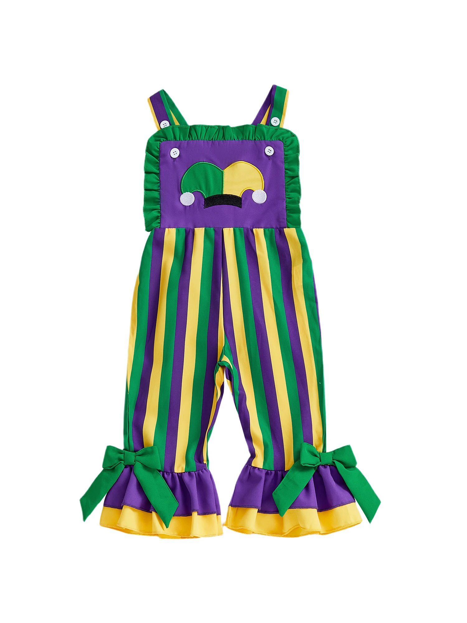 Adorable Toddler Girls Romper Sleeveless Round Neck Striped Flare Pants Jumpsuit Sweet Baby Summer Clothes for Parties and