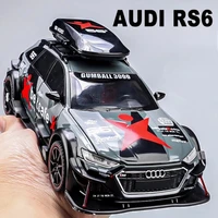 Scale 1:24 Audi RS6 Modified Version Alloy Toy Sports Car Model Doors Opened Music Light Miniature Vehicles for Kids Gifts Toys 1