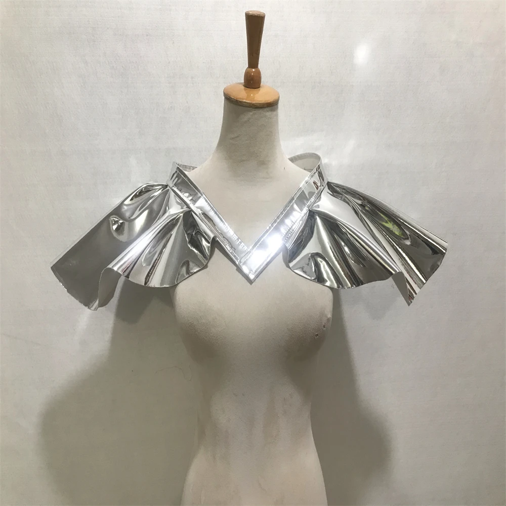 

Новинка, серебристый Летающий жилет на плечо, женский вырез, джаз, плечевые накладки, для ночного клуба, Dj Ds, аксессуары для сценических представлений, наряд