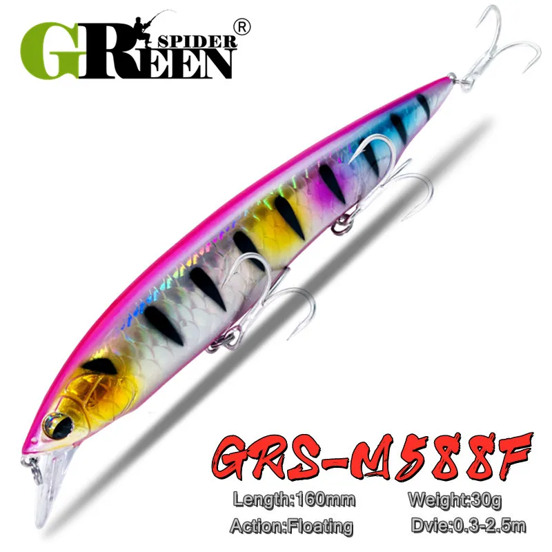 New Baits 2023 GREENSPIDER Fishing Accessorie Wobblers 160mm 30g Sinking Floating Minnow Pike Mackerel Tackle