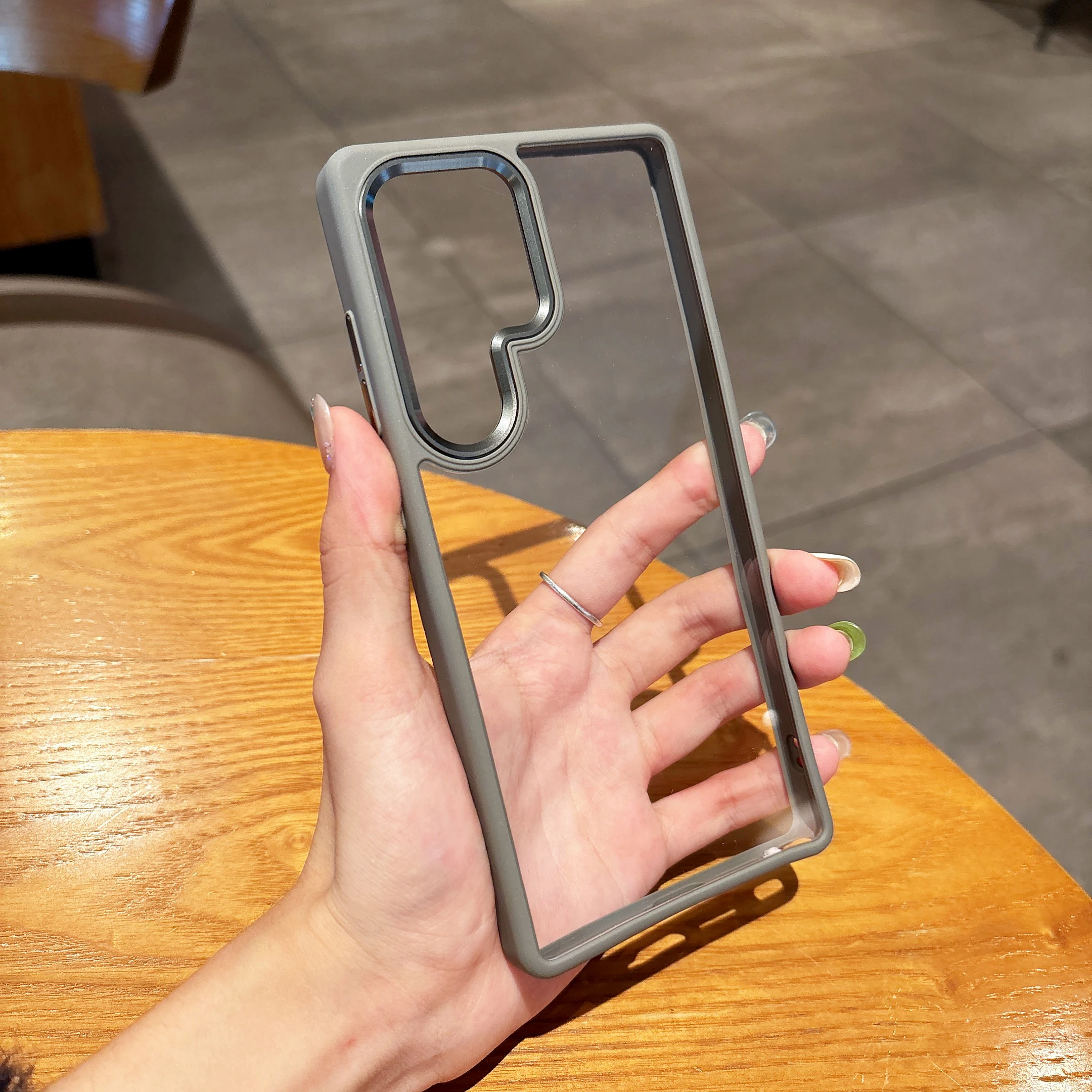 Luxury Slim Clear Shockproof Phone Case with Metal Lens Protection & Transparent Acrylic Back