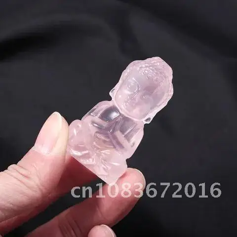 

Natural Gemstones Carved Baby Buddha Fengshui Statue Clear Quartz Pink Crystal Figurine Reiki Crafts Home Desktop Decor Gift 1pc