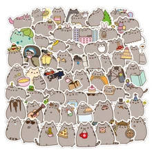 Lot de 10, 30, 50, 100 pièces d'autocollants de dessin animé, chat épais, Animal mignon, Kawaii, drôle, jouets pour enfants, téléphone portable, guitare, décalcomanie