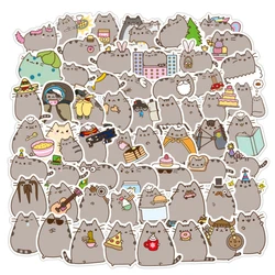 Lot de 10, 30, 50, 100 pièces d'autocollants de dessin animé, chat épais, Animal mignon, Kawaii, drôle, jouets pour enfants, téléphone portable, guitare, décalcomanie 