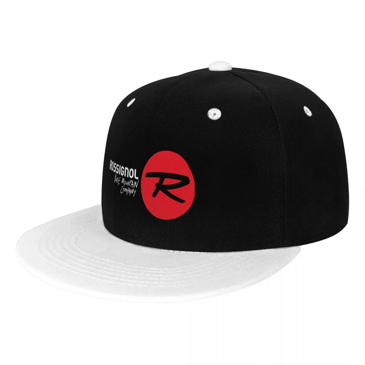 

White Rossignol Logo Baseball Cap Flat Peak Hip Hop Hats Men Women Snapback Caps Male Bone Band Casual Travel Outdoor Sun Hats