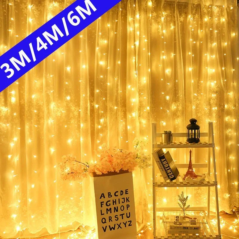 

3/4/6m Christmas Holiday LED Decoration Lights Fairy Bedroom String Garland Remote Lighting Curtain Lights With Remote Control