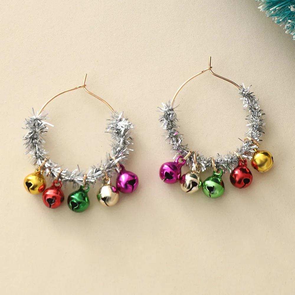 Colorful Bells Christmas Gingle bell  Earrings Jewelry Women Girls Fashion Christmas Tree Earrings New Year Ear Jewelry Gift