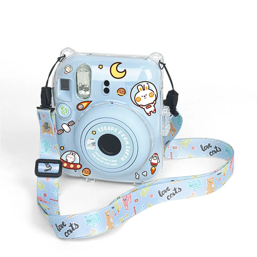 Camera Case For Fujifilm Instax Mini 12 Transparent Camera Case Protective Carry Bag Cover with Shoulder Strap Storage Bag