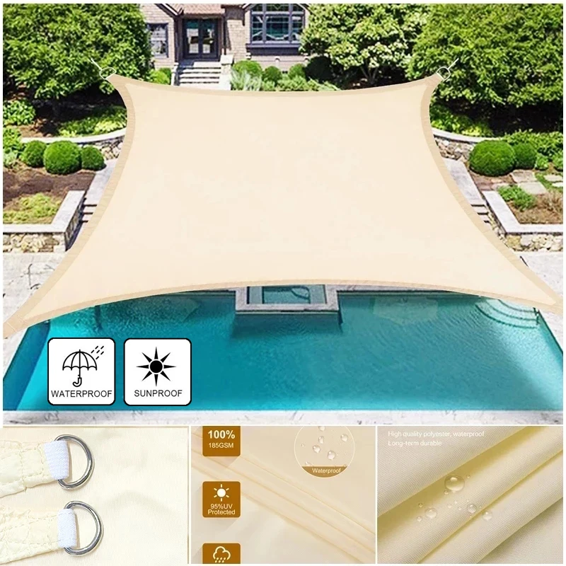 Tenda Da Sole For Cortile, Piscina, Cortile, Vela, Protezione Solare, Tettoia, Rettangolare, Quadrata, Con Kit Di Fissaggio Resistente, 2 M, 2,5 M, 3 M, 3,6 M, 4 M, 5 M, 6 M - Foto 5
