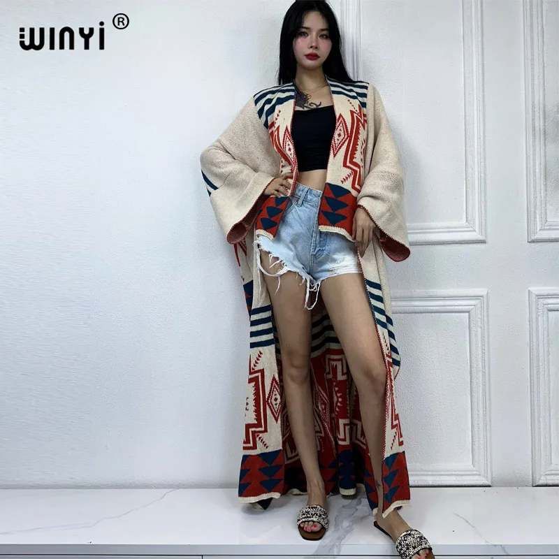 

WINYI winter coat dress for women 2023 maxi OverCoat Thick Warm long down coat fashion cardigan Middle East winter abaya kaftan