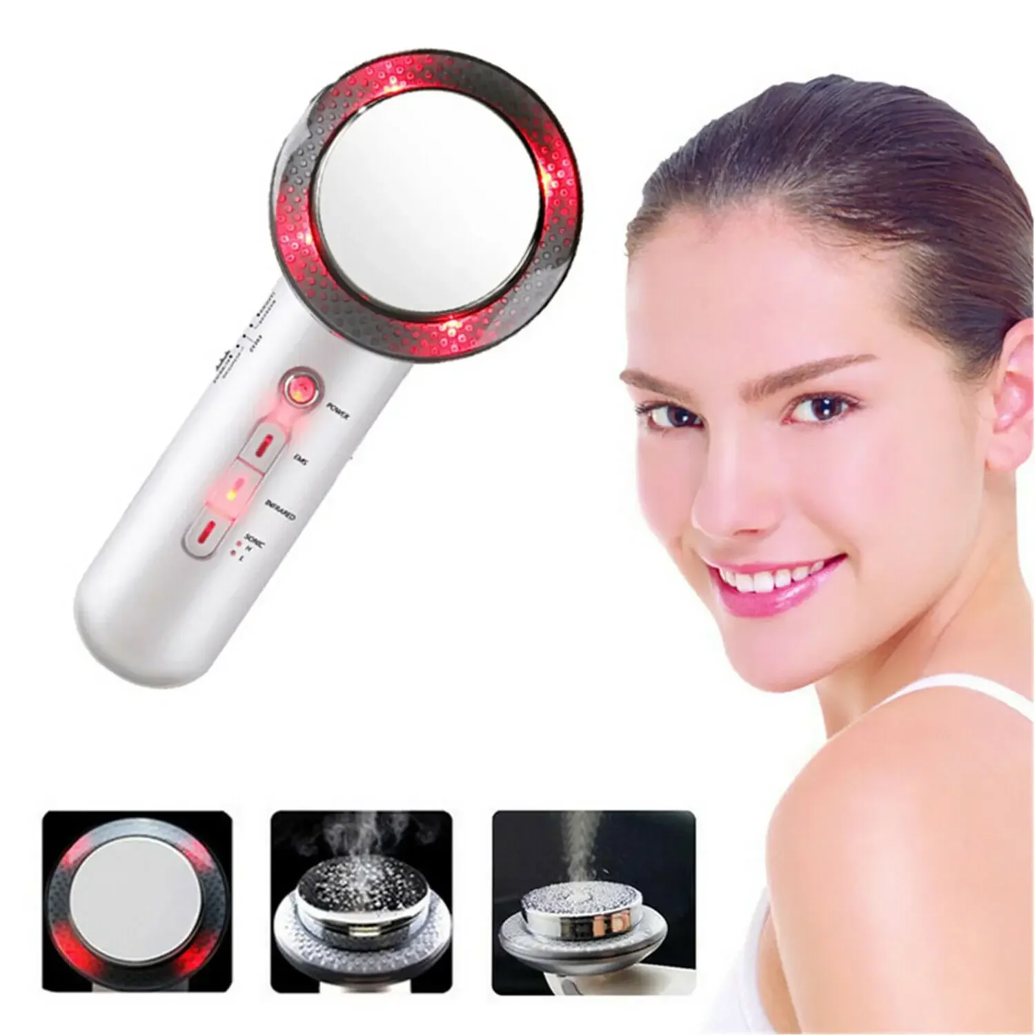 EMS Ultrasonic Red Near Infrared Light Therapy for Pain Relief, Body Slimming, Skin Care Beauty Device, 3 in 1