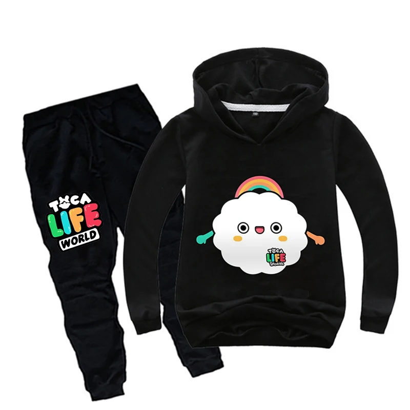 

Toca Life World Hoodie Pants 2pcs Set Kids Cartoon Toca Boca Life World Print Sportsuit Baby Boys Clothing Toddler Girl Outfits