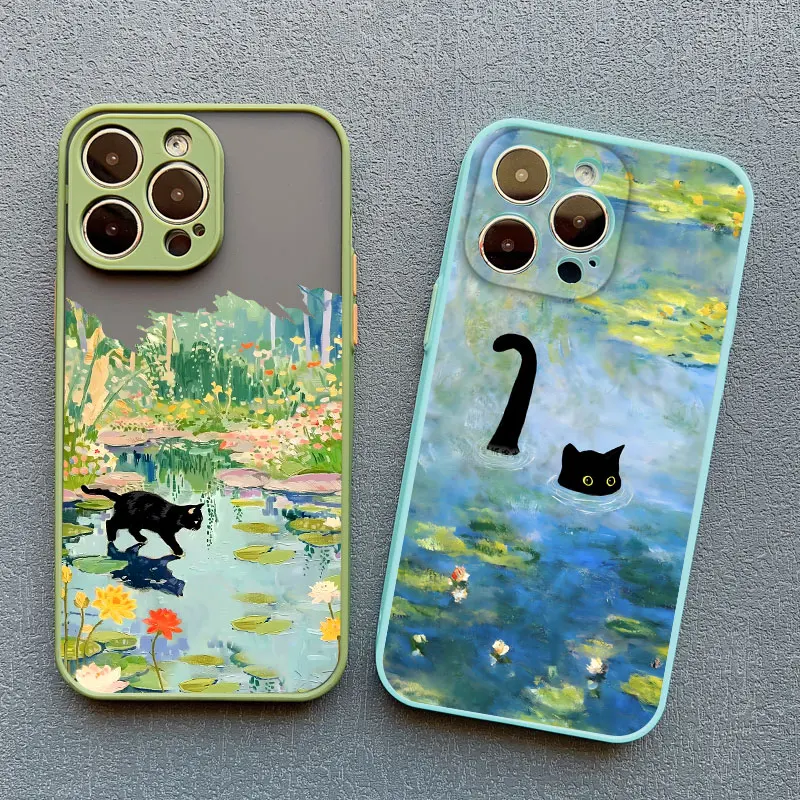 Black Cat Cartoon Shockproof Landscape Phone Case - Stylish Back Cover