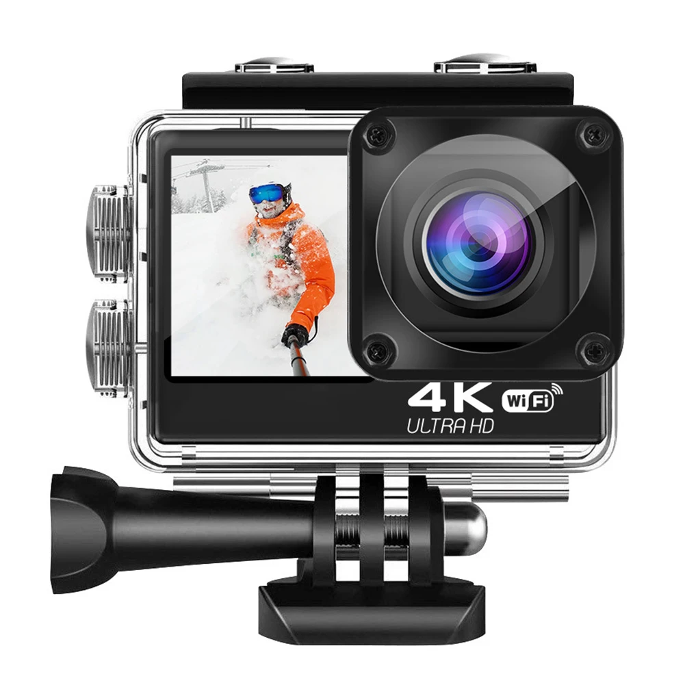 4K UHD 액션 카메라 1080P 30FPS 2.0인치 화면 듀얼 스크린 디스플레이 비디오 녹화 카메라 흔들림 방지 수중 카메라