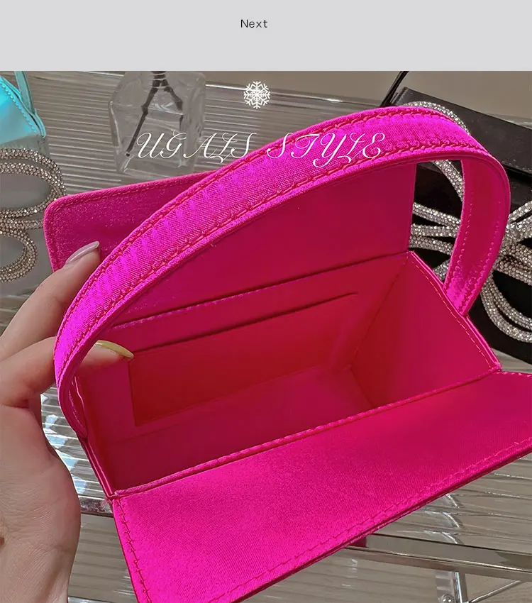 Luxury Designer Satin Bow-tie Square Bag Crystal Shiny Rhinestone Diamond  Evening Bag Dinner Party Clutch Purse Messenger Bag - Top-handle Bags -  AliExpress