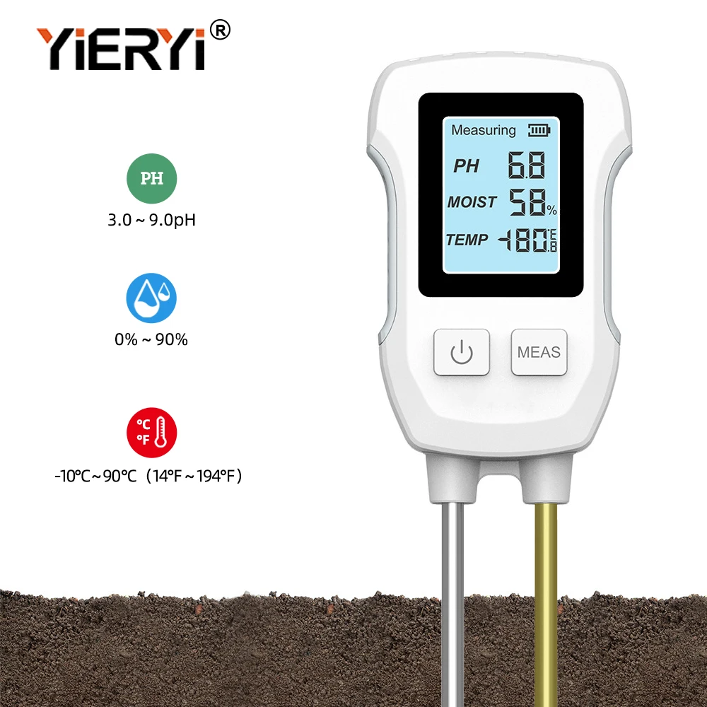 Soil PH Meter LCD Digital PH Moisture Temp Tester Dual Needle Acidity Detector f