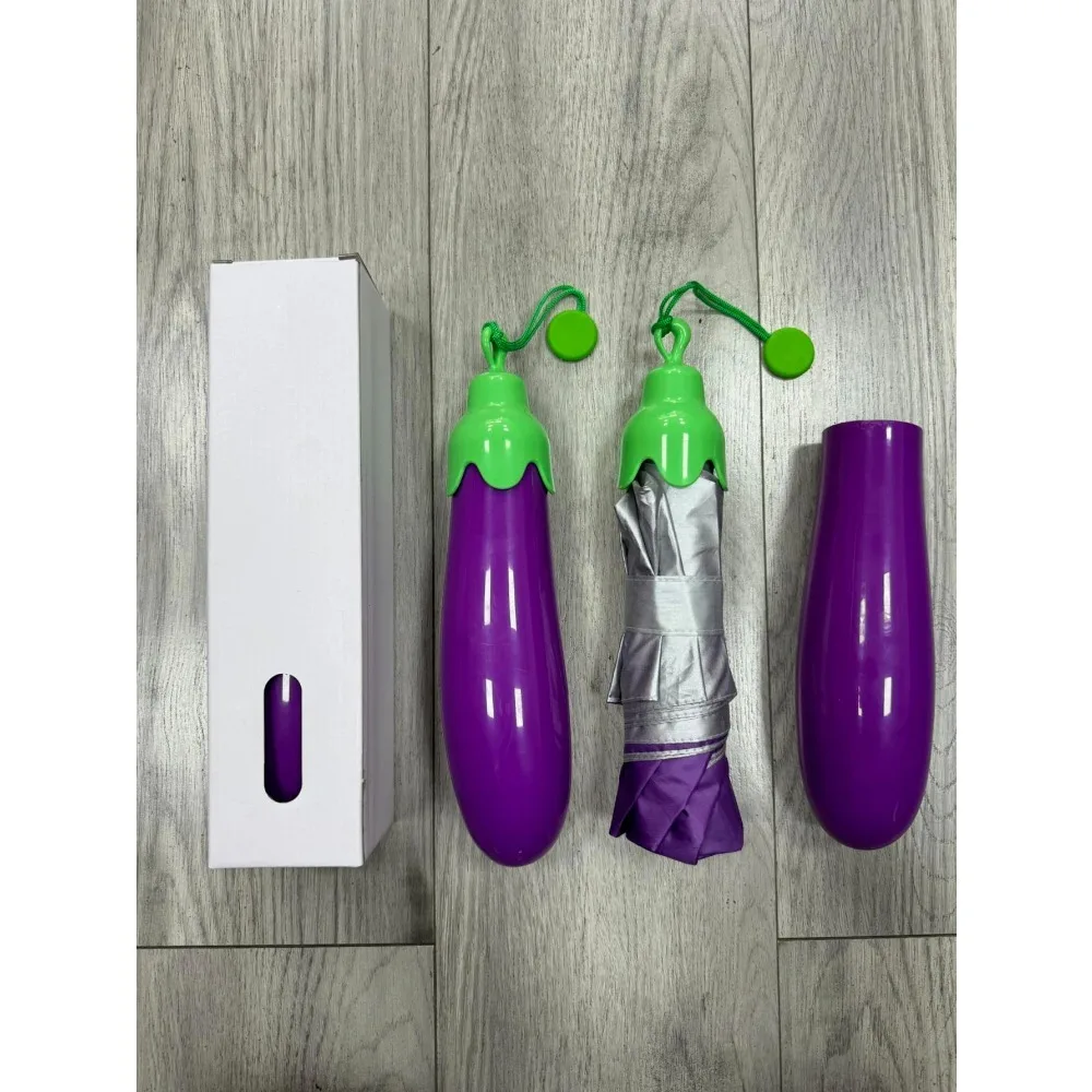 Whimsical Veggie Design Folding Umbrella: Sun-Protective, Durable, Compact for Travel-Manual Open, 8 Ribs