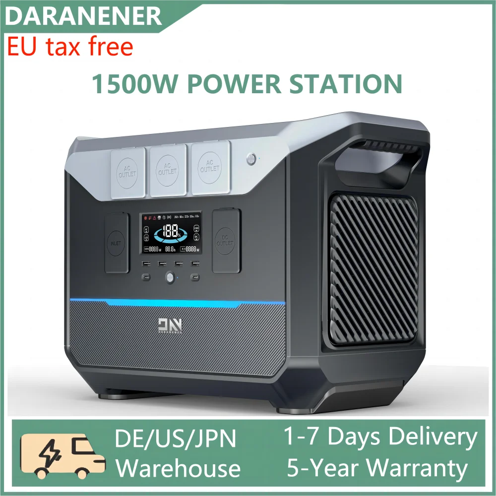 DN1500WPortablePowerStation220VSolarPowerBankGenerator18H