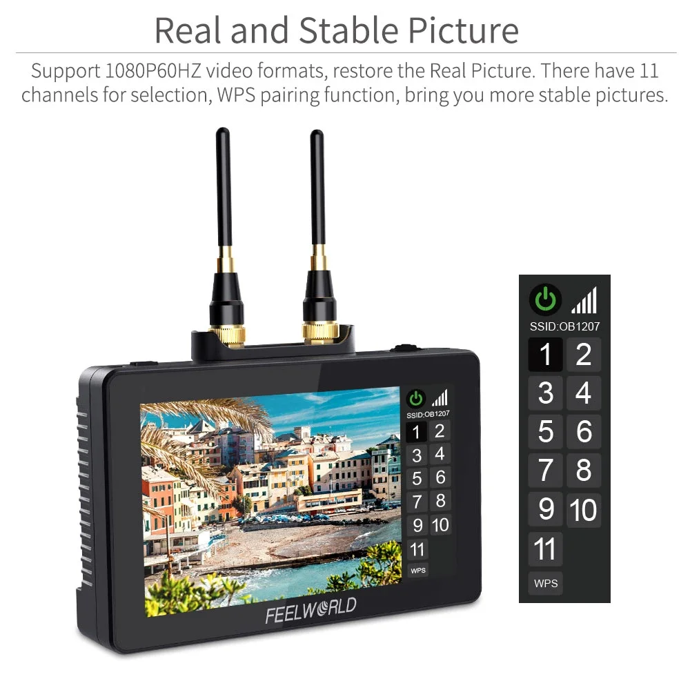 FEELWORLD 5.5 Inch FT6 FR6 Wireless Video Transmission System with Transmitter Receiver DSLR Camera Field Direct AC DP Monitor