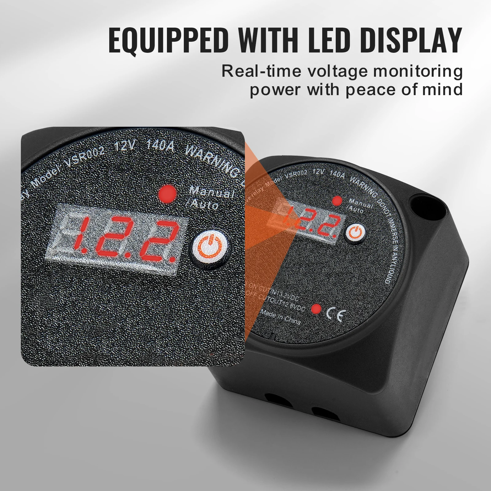 SucceBuy Dual Battery Isolator Kit 12V 140Amp / 12V/24V 250 AMP VSR Voltage Sensitive Relay & LCD Screen for ATV UTV RV Camper