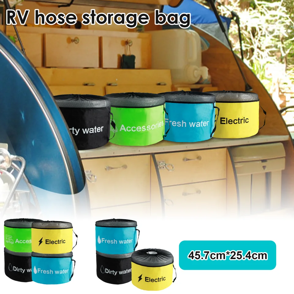 RVMATE Sacchetti per tubi per camper, confezione da 3 con etichette di identificazione, sacchetti impermeabili per cavi elettrici, tubi per acqua dolce, tubi per fognature e accessori per camper per