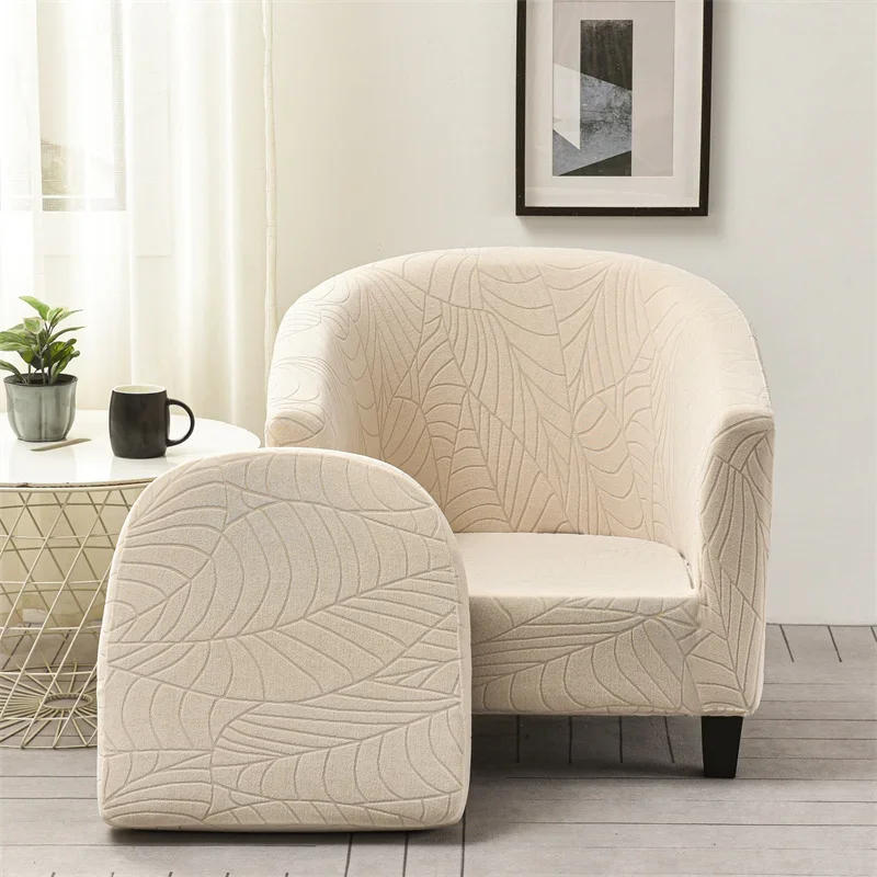 Jacquard Tub Chair Cover for Living Room Spandex Club Armchair Slipcovers Elastic Single Sofa Covers with Seat Cover Home Bar