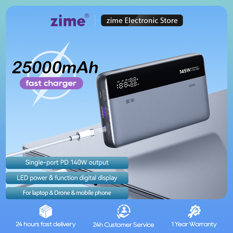 zime Pro 145W 25000mAh Power Bank PD Fast Charging Portable With External Battery For Macbook Pro/Air iphone Series And More