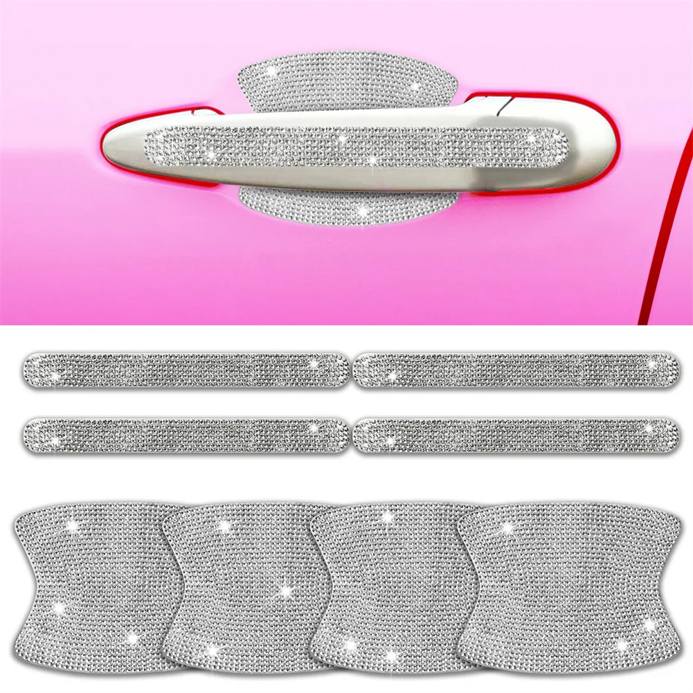 8pcs Strass Auto Maniglia Maniglia Adesivi, Bling Accessori Auto Esterni,  Cristallo Universale Glitter Porta Protezione Maniglia Auto Adesivi E  Decalcomanie Per