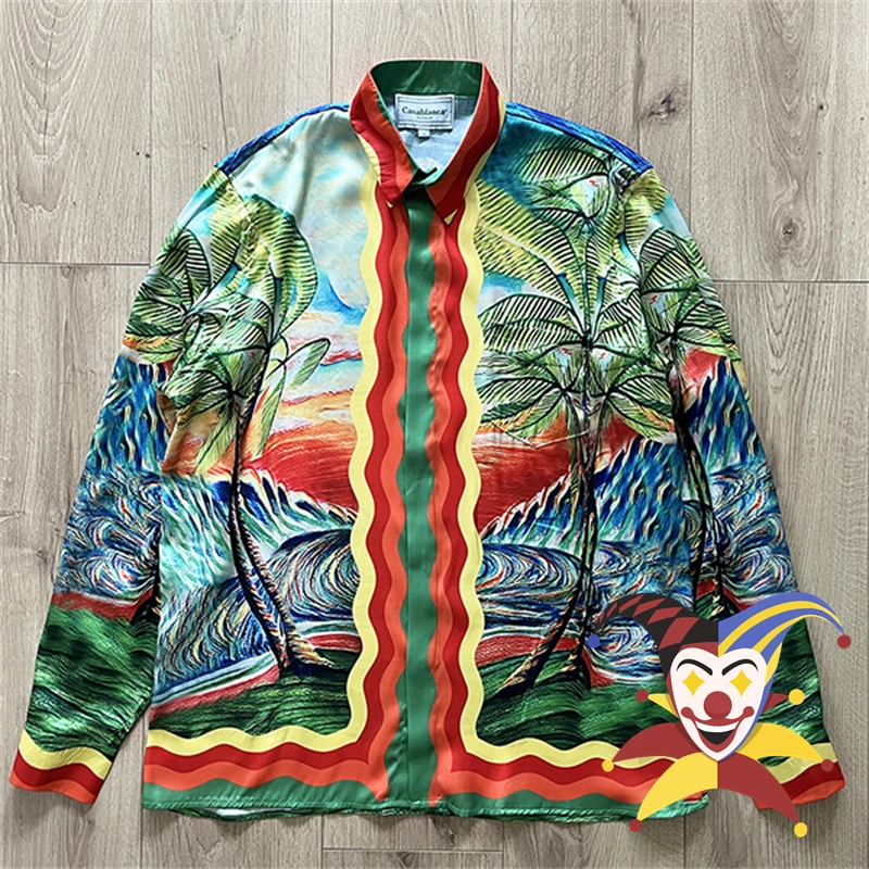 

Casablanca Shirt Men Women Best Quality Oil Painting Hawaiian Top Silk Shirts