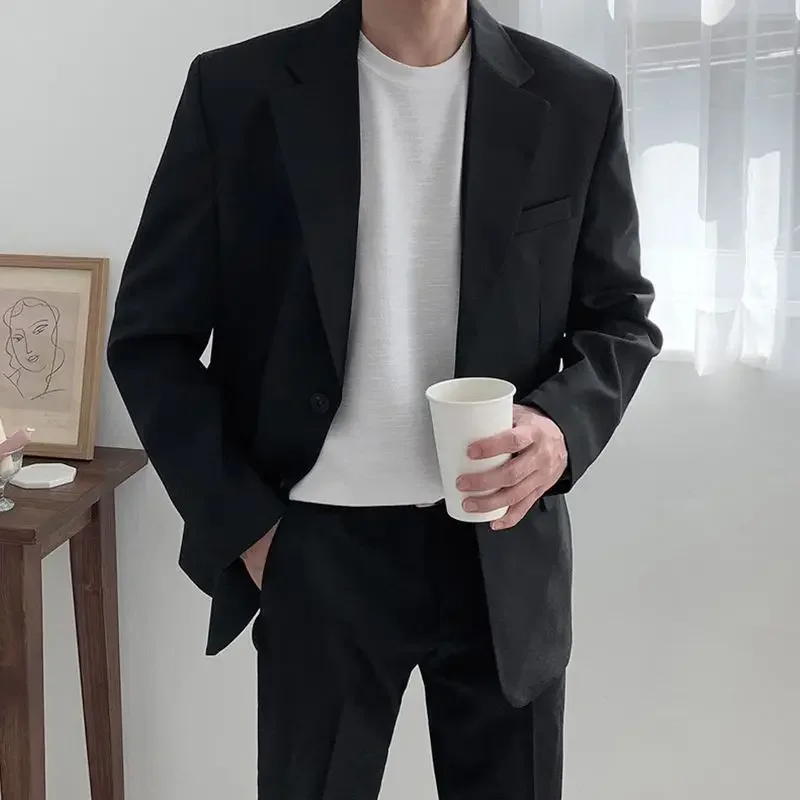 Men's Korean-style Black Casual Western-style Suit Jacket High-end Feel Business Formalwear For Students Professionals