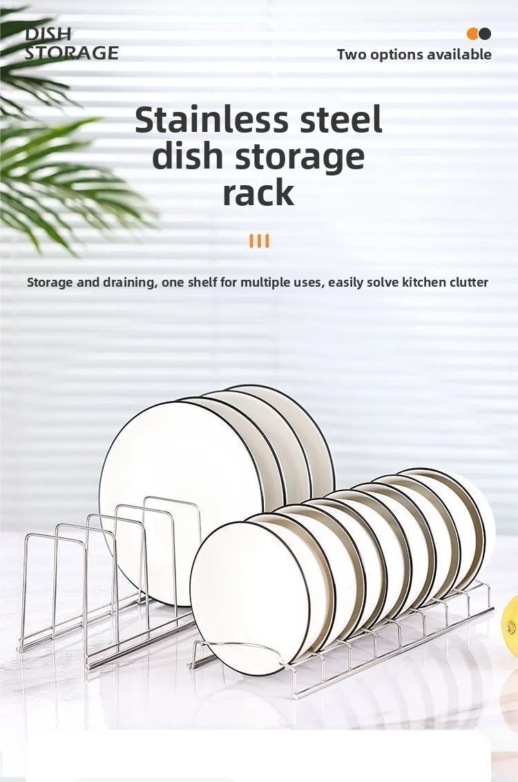 Stainless Steel Dish Draining Rack Multipurpose Silver Plates Storage Rack Space Saving Bowls Plates Drainer Holder Kitchen