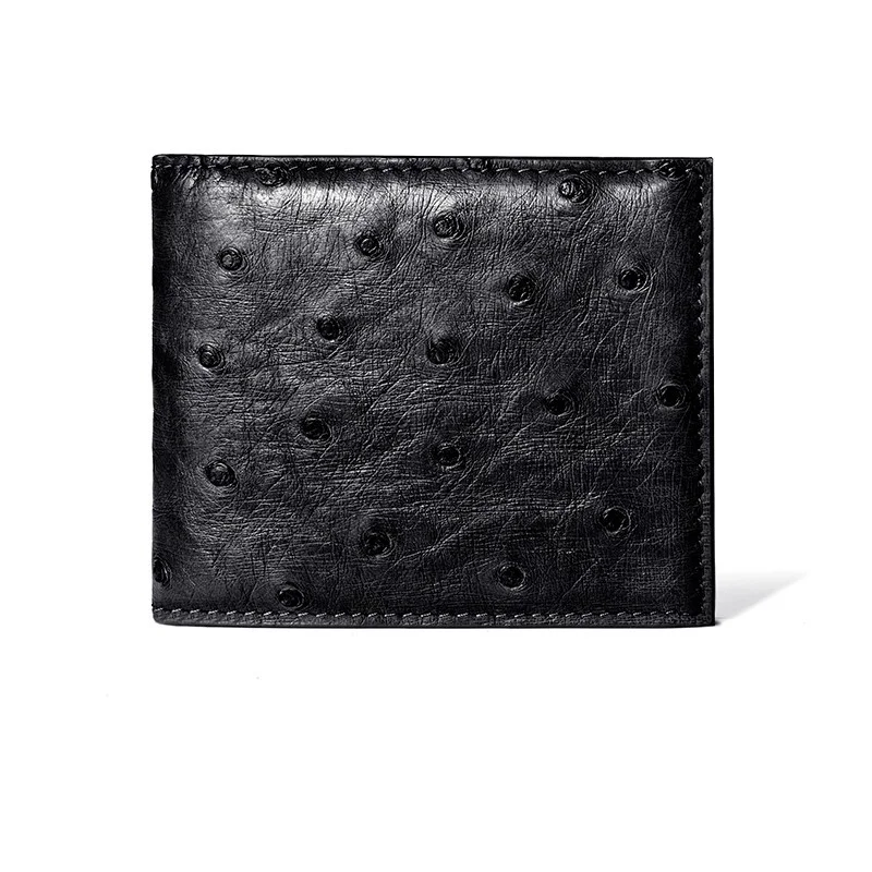 2022 New Ostrich Leather Men's Short Wallet Genuine Leather Leisure Man Multi Card Wallets High Grade Purse Luxury Money Bag 45 4