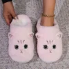 Kawaii Cartoon Cat Fuzzy Slippers - Ultra Soft Fabric Inner, Plush Flat Sole, Cozy Warmth, TPR Durable Outsole, Fabric Upper - P 2