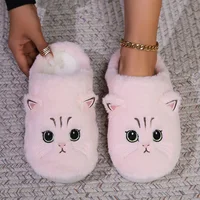 Kawaii Cartoon Cat Fuzzy Slippers - Ultra Soft Fabric Inner, Plush Flat Sole, Cozy Warmth, TPR Durable Outsole, Fabric Upper - P 2