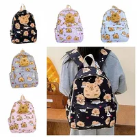 Doll Decoration Capybara Backpack Thickened Nylon Cartoon Animal Daypack Multi Functional Foldable Large Capacity School Bag
