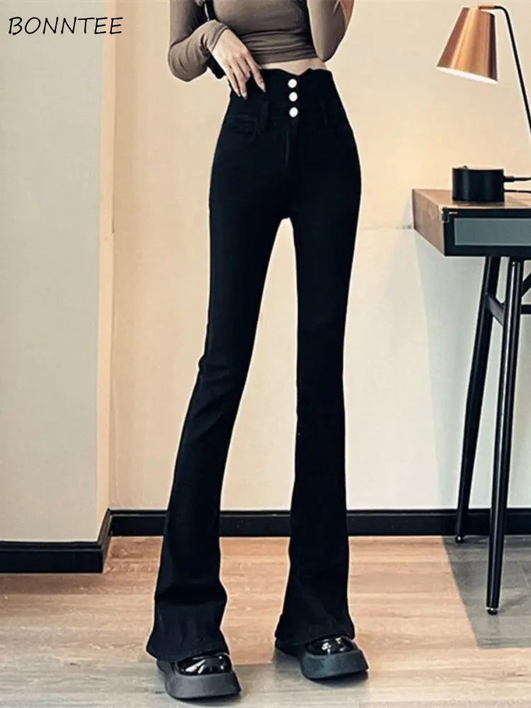 

Flare Pants Women Hotsweet Casual Simple Spring High Waist Korean Style Female Streetwear Skinny Slender Fashion Ins